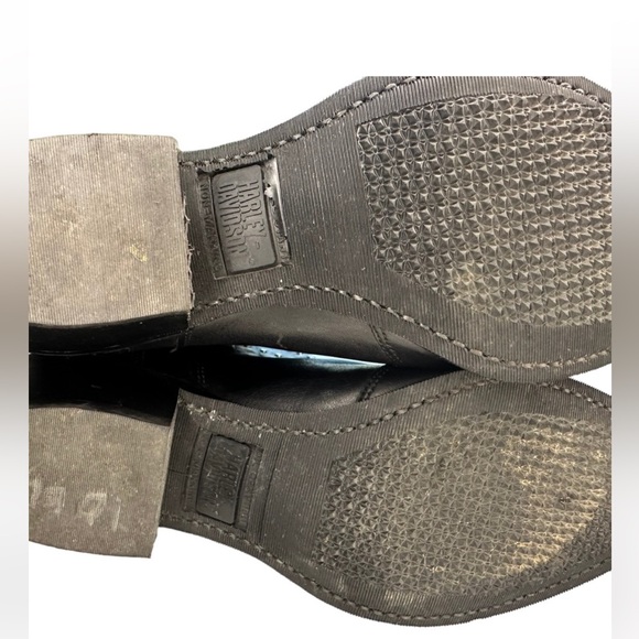 Harley Davidson Western Vintage Silver Studded Black Leather Cowgirl Boots - Picture 8 of 15